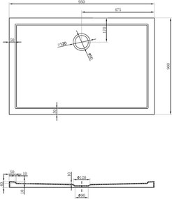 Mexen Flow rechthoekige douchebak slim 95 x 90 cm, wit glans - 46R109095