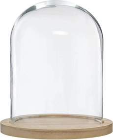 Atmosphera Glazen Stolp H29,5 cm - Decoratiestolp - Met houten basis - Hoog