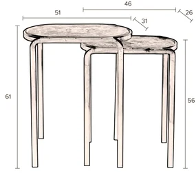 Dutchbone Bandhu Messing Bijzettafelset - 51 X 31cm.