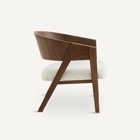 Fauteuil in notenhout en bouclette stof, Charly
