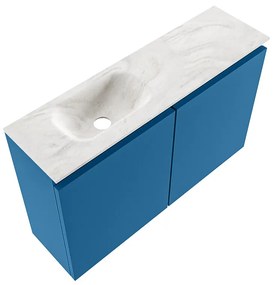 Mondiaz Ture DLux toiletmeubel 80cm jeans met wastafel ostra links met kraangat