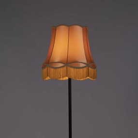 Retro vloerlamp zwart met Granny kap goud 45 cm - Simplo