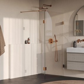 Brauer Void profielloze inloopdouche 90cm met 30cm zijwand koper geborsteld PVD