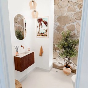Mondiaz Joya DLux 60cm toiletmeubel ruby met wastafel faye midden zonder kraangat meli