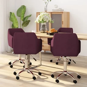 vidaXL Eetkamerstoelen draaibaar 4 st stof paars