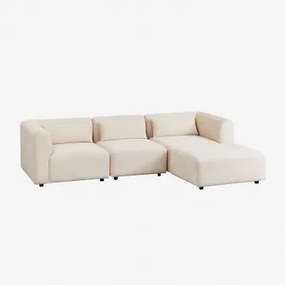 3-delige Modulaire Bank Met Poef Fogler Linnen Fluweel Linnenbeige - Sklum