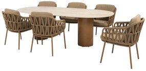 4 Seasons Outdoor Biarritz tuinset amber met Colorado tafel 240 cm Tuinstoel   beige weerbestendig