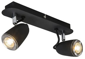QAZQA Retro Spot / Opbouwspot / Plafondspot zwart draai- en kantelbaar- Taza 2 Design, Modern GU10 rond Binnenverlichting Lamp