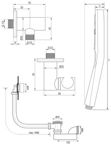 Brauer Gunmetal Carving thermostatische inbouw badkraan met badvulcombinatie en 3 standen handdouche set 4 gunmetal geborsteld PVD