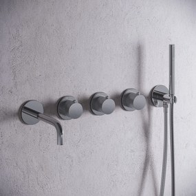 Saniclear Plus Stripes inbouw badkraan met 20cm uitloop en staafhanddouche chroom