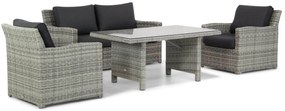 Stoel en Bank Loungeset 4 personen Wicker Grijs Garden Collections Giardino/Napoli