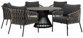 Amalfi Pasadena low dining tuinset 6 delig antraciet