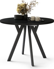 ALMO 100 Zwarte/Zwarte poten - RONDE LOFT/INDUSTRIËLE TAFEL VOOR WOONKAMER/EETKAMER, UITSCHUIFBAAR