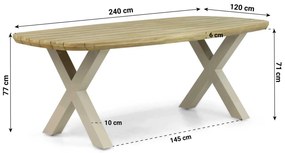 Dining Tuintafel rechthoekig 240 x 100 cm Aluminium/Teak Taupe Falcon/Cardiff