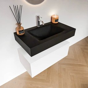 Zaro Alan badmeubel 80cm talc 1 lade met vrijhangende wastafel cloud midden 1 kraangat urban