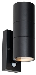 Buitenwandlamp zwart 2-lichts AR70 met bewegingssensor - Duo