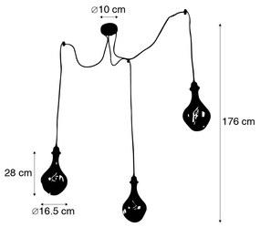 Hanglamp zwart 3-lichts incl. LED goud dimbaar - Cava Luxe Modern Minimalistisch rond Binnenverlichting Lamp