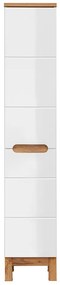 Comad Bali White 804 FSC hoge kast met wasmand 187x35cm eiken/wit