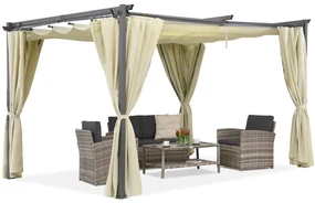 Beige terraspergola met gordijnen La Palma 4x4 Garden Point