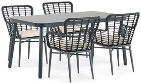 Tuinset 4 personen 160 cm Aluminium/wicker Zwart Lifestyle Garden Furniture Toledo/Tavano