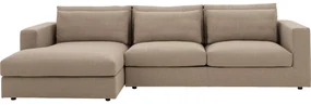 Goossens Excellent Bank Gs-1505 Met Chaise Longue bruin, stof, 2,5-zits, elegant chic met chaise longue links