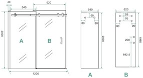 Saniclear Supreme douchedeur 110-120cm geborsteld messing - mat goud