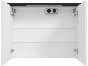Fontana Grado spiegelkast met verlichting 80cm 2 deuren zwart mat