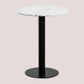 Ronde Bartafel Ø60 Cm In Terrazzo Dolce Ivoorkleurig Terrazzo - Zwart - Sklum