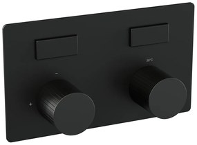 Brauer Stripe 2-weg inbouwthermostaat met drukknoppen zwart mat