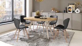 ALDO Eiken Artisan/Beige poten - RONDE LOFT/INDUSTRIËLE TAFEL VOOR WOONKAMER/EETKAMER, UITSCHUIFBAAR