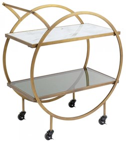 Kare Design Loft Ronde Design Trolley Messing - 74 X 40cm.