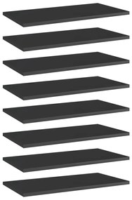 vidaXL Wandschappen 8 st 60x30x1,5 cm spaanplaat hoogglans zwart