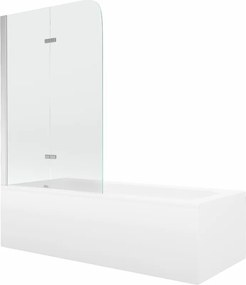 Mexen Vega rechthoekig bad 160 x 70 cm met ombouw en 2-vleugelig scherm 100 cm, transparant, chroom - 550116070X9010020100