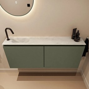 Mondiaz Ture DLux toiletmeubel 120cm army met wastafel opalo links met kraangat