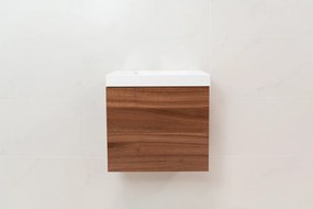 Sanigoods Minimo toiletmeubel 40cm walnut met mat witte fontein zonder kraangat