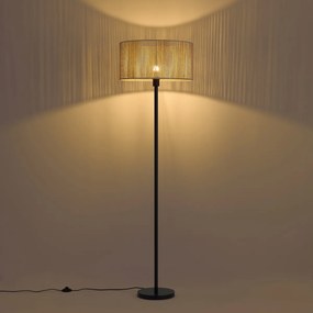 Vloerlamp zwart met beige papieren kap 50/50/25 - Simplo