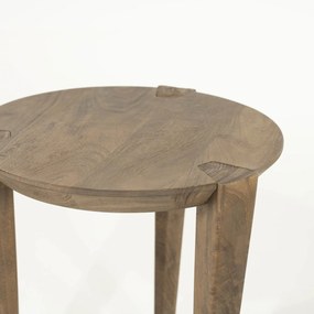 Ronde Bijzettafel Mangohout - 40 X 40cm.