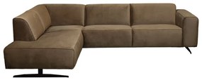 Hoekbank Lambada chaise longue links | velours Juke taupe 12 | 2,10 x 2,76 mtr breed