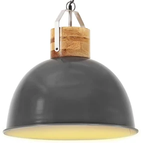 vidaXL Hanglamp industrieel rond E27 51 cm massief mangohout grijs