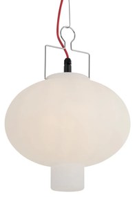 Buiten hanglamp wit 35 cm met rode stekker IP44 - Pion