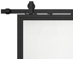 Stalen Schuifdeur -  3-vaks Helder Glas - Zwart - Incl. Rails