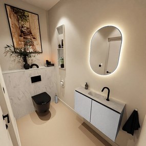 Mondiaz Ture DLux toiletmeubel 80cm plata met wastafel opalo midden met kraangat