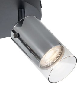 PlafondSpot / Opbouwspot / Plafondspot gunmetal rond 3-lichts draai- en verstelbaar - Drain Modern GU10 Binnenverlichting Lamp