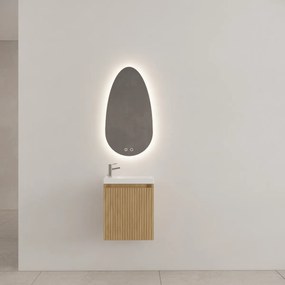 Gliss Design Timotheus toiletmeubel met ribbelfront 40cm castle brown met mat witte fontein