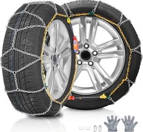 VEVOR sneeuwkettingen, bandenkettingen van mangaanlegeringstaal, noodtractiekettingen, 2 stuks 610/685 mm, universele sneeuwkettingen voor auto's, zware noodtractiekettingen voor auto's, pick-ups, SUV's en vrachtwagens, zilver