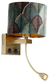 LED Wandlamp brons met velours lampenkap blad dessin met gouden binnenkant - Brescia Combi Klassiek / Antiek, Modern E27 rond vierkant Binnenverlichting Lamp