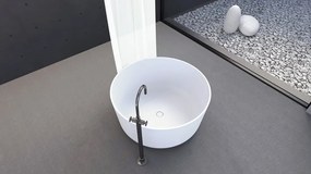 Polysan Estatis vrijstaand bad rond wit mat mineraalmarmer 110x110cm
