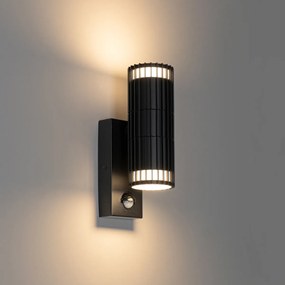 Buiten wandlamp zwart met bewegingssensor 2-lichts - Boris