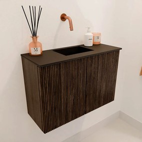 Mondiaz Joya 60cm toiletmeubel walnut met wastafel faye midden zonder kraangat urban