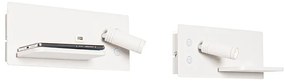 Set van 2 wandlampen wit incl. LED met USB en inductielader - Riza
